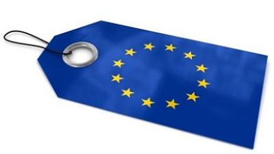 etichetta con la bandiera europea