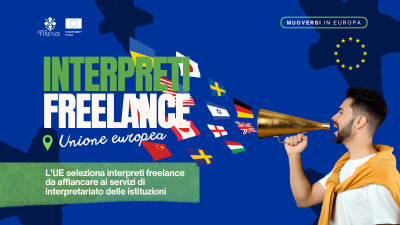 grafica su sfondo blu e con ragazzo con megafono e bandiere di vari stati del mondo